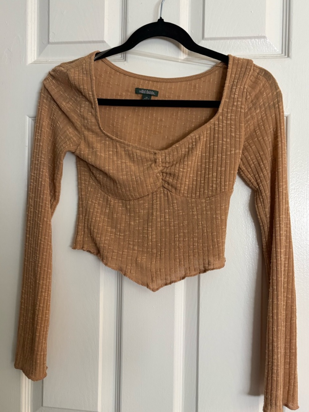 Wild Fable Taupe Long Sleeve Crop Top XS
